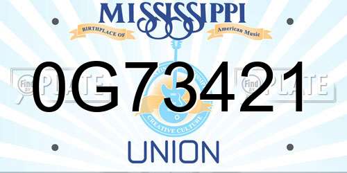 0G73421 Mississippi License Plate