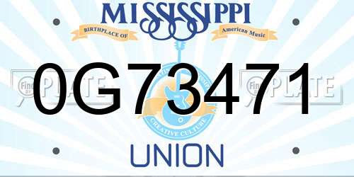 0G73471 Mississippi License Plate