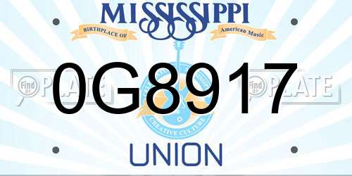 0G8917 Mississippi License Plate