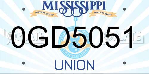 0GD5051 Mississippi License Plate