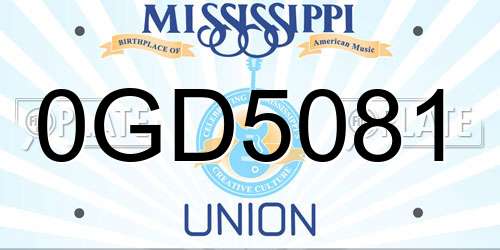 0GD5081 Mississippi License Plate