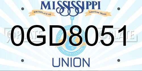 0GD8051 Mississippi License Plate