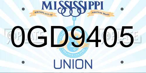 0GD9405 Mississippi License Plate