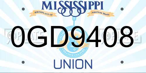 0GD9408 Mississippi License Plate