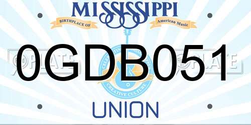 0GDB051 Mississippi License Plate