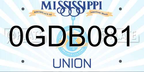 0GDB081 Mississippi License Plate
