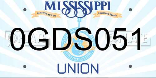 0GDS051 Mississippi License Plate