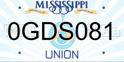 0GDS081 Mississippi License Plate