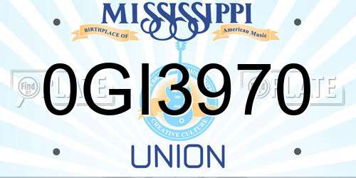 0GI3970 Mississippi License Plate
