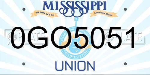 0GO5051 Mississippi License Plate