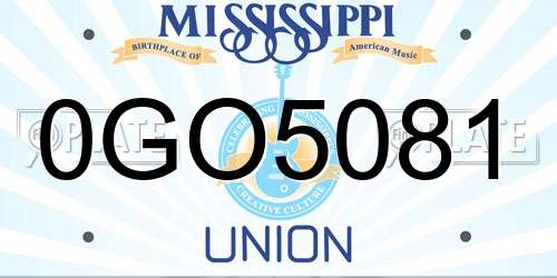 0GO5081 Mississippi License Plate