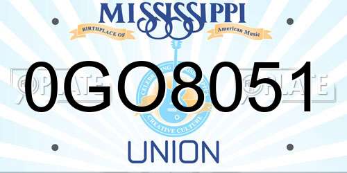 0GO8051 Mississippi License Plate