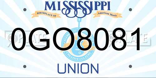 0GO8081 Mississippi License Plate