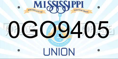 0GO9405 Mississippi License Plate