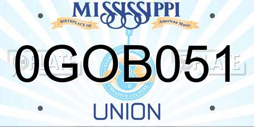 0GOB051 Mississippi License Plate