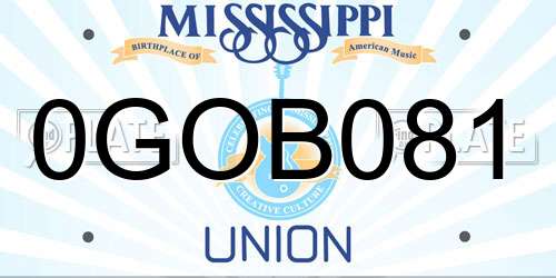 0GOB081 Mississippi License Plate