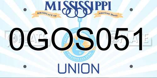 0GOS051 Mississippi License Plate