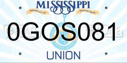0GOS081 Mississippi License Plate