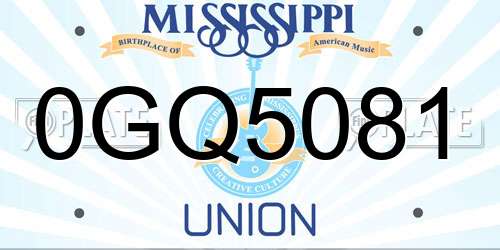0GQ5081 Mississippi License Plate