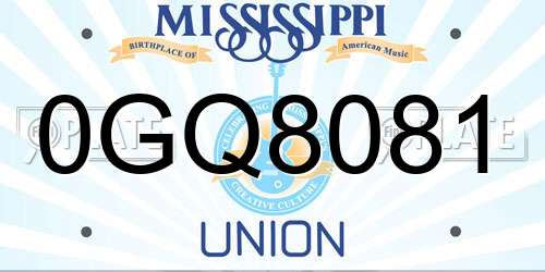 0GQ8081 Mississippi License Plate