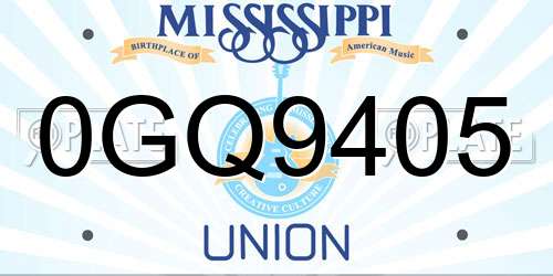 0GQ9405 Mississippi License Plate