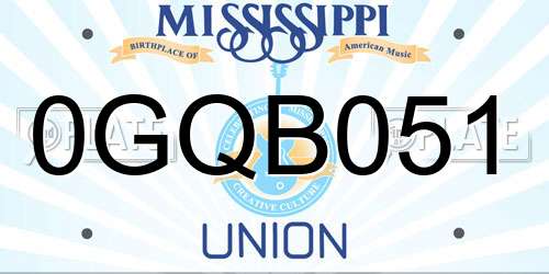 0GQB051 Mississippi License Plate