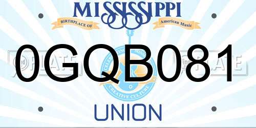 0GQB081 Mississippi License Plate