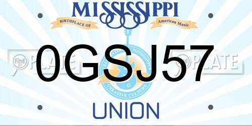 0GSJ57 Mississippi License Plate