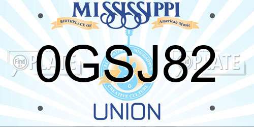 0GSJ82 Mississippi License Plate