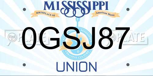 0GSJ87 Mississippi License Plate