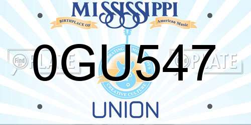 0GU547 Mississippi License Plate