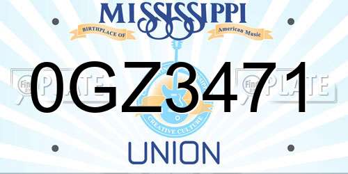 0GZ3471 Mississippi License Plate