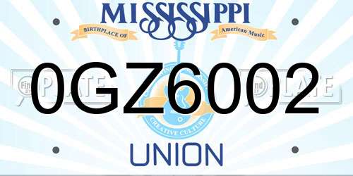 0GZ6002 Mississippi License Plate