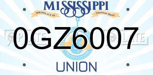 0GZ6007 Mississippi License Plate