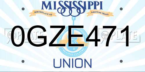0GZE471 Mississippi License Plate