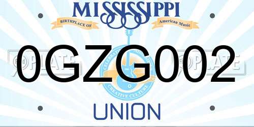 0GZG002 Mississippi License Plate