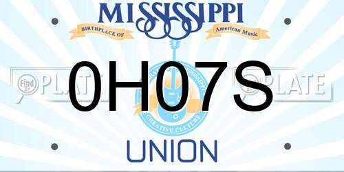 0H07S Mississippi License Plate