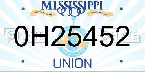 0H25452 Mississippi License Plate