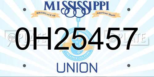 0H25457 Mississippi License Plate