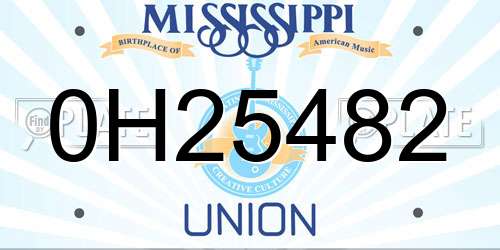 0H25482 Mississippi License Plate