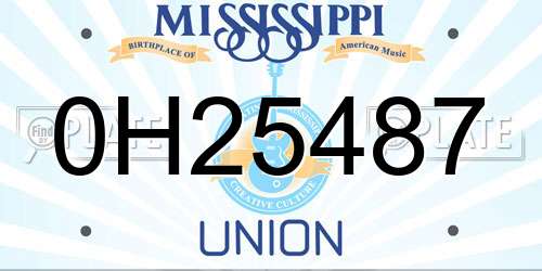 0H25487 Mississippi License Plate
