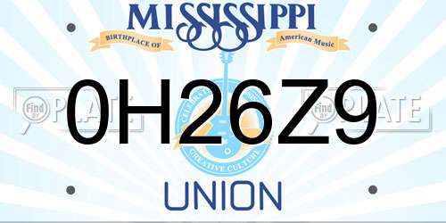 0H26Z9 Mississippi License Plate