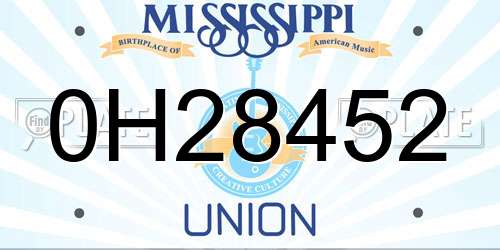 0H28452 Mississippi License Plate
