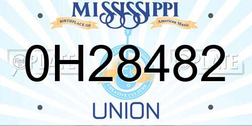 0H28482 Mississippi License Plate