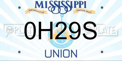 0H29S Mississippi License Plate