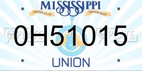 0H51015 Mississippi License Plate