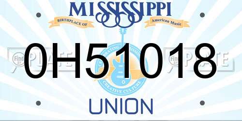 0H51018 Mississippi License Plate