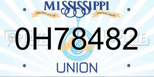 0H78482 Mississippi License Plate
