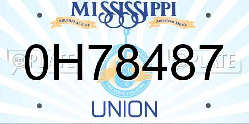 0H78487 Mississippi License Plate