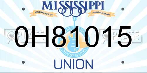 0H81015 Mississippi License Plate
